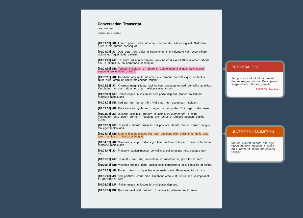 Assumptions and Risks